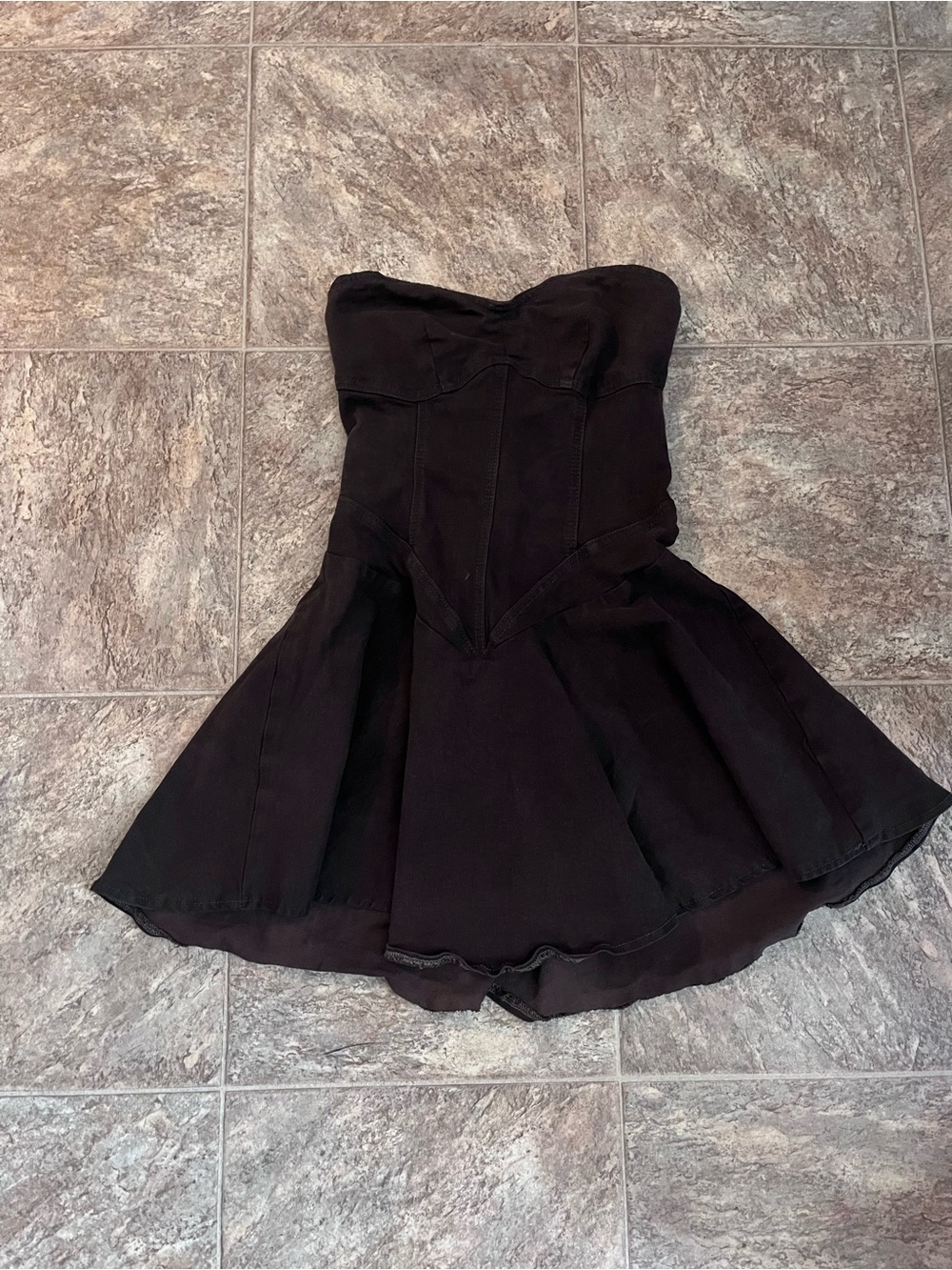 SHEIN. Strapless Denim Brown DIY.  Fit-and-Flare Dress. Size 4/6.